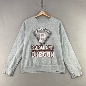 Portland Gear City of Roses Sweatshirt Mens Small Gray Graphic Crewneck Pullover